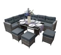 Ensemble de meubles de jardin en poly rotin - Gris
