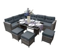 Ensemble de meubles de jardin en poly rotin - Gris
