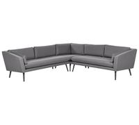 Salon de Jardin Gris en Tissu Polyester et Alu 5 Places avec Table Basse Loretel