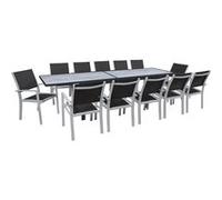 Salon de jardin HABITAT ET JARDIN 12 pieces noir aluminium 200.0 x 105 x 76 cm 12 personnes Noir