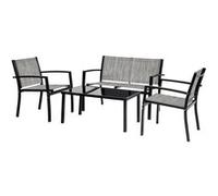 Salon de jardin bas "Lino" - 4 places - Gris