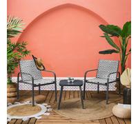 Home Deco Factory Salon de jardin Mexico Graphique Compact métal 69x58x83 cm 2 personnes Gris