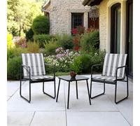 HOME DECO FACTORY Salon de jardin Namur 3 pièces métal 2 fauteuils table verre trempé Gris
