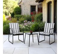 HOME DECO FACTORY Salon de jardin Namur 3 pièces métal 2 fauteuils table verre trempé Gris