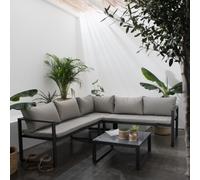 Salon De Jardin Modulable Ibiza En Tissu Gris 4 Places - Aluminium Anthracite Gris