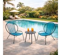 Salon de jardin Kanel - ensemble de 2 fauteuils et 1 table basse : Gris foncé