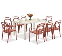 Salon de jardin King/Vague blanc et rouge pour 8 personnes Bica