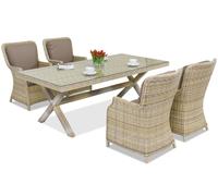 Salon de jardin London 4 places Garden Point en techno rotin beige