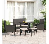 Maison Exclusive - Salon de jardin 6 pcs avec coussins Noir Résine tressée