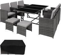 Salon de jardin MALAGA 10 places avec housse de protection - gris