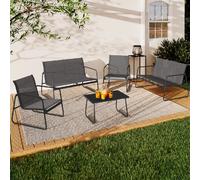 IDMarket - Salon de jardin Malaga bas 6 places avec canapés, fauteuils et table gris anthracite