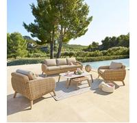 Salon de jardin MANISSA Honey 5 places - Aluminium traité époxy, Résine tressée synthétique, Polyester recyclé Hespéride