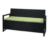 Poly-Rattan Banc 3 Places Hwc-F39, Banc De Jardin Coffre, Rangement Coussin D'assise Anthracite, Coussin Vert Gris