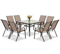 Salon de jardin metal Modena marron pour 8 personnes avec table carrée Garden Point