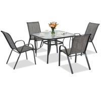 Salon de jardin metal Modena pour 4 personnes avec table carree Garden Point gris