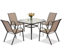 Salon de jardin metal Modena pour 4 personnes avec table carrée Garden Point marron