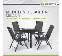 Salon de jardin Milano 5 pièces en aluminium - Table et 4 chaises, gris foncé