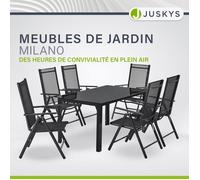 Juskys Salon de Jardin Milano en Aluminium 6+1 - 6 chaises à Haut Dossier réglables et Pliables avec Table - Ensemble de Meubles de Jardin 7 pièces résistant aux intempéries - Gris