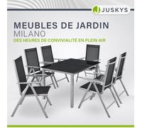Juskys Salon de Jardin Milano en Aluminium 6+1 - 6 chaises à Haut Dossier réglables et Pliables avec Table - Ensemble de Meubles de Jardin 7 pièces résistant aux intempéries - Argent