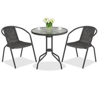 Salon de jardin Modena/Bergamo métallique 2 places avec petite table Garden Point anthracite