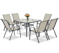 Salon de jardin Modena gris clair pour 6 personnes avec table carrée Garden Point