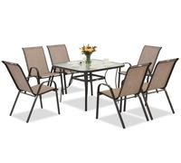 Salon de jardin Modena marron pour 6 personnes avec table carrée Garden Point