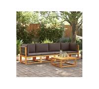vidaXL Ensemble canapé de jardin 4 pièces avec coussins bois acacia & corde