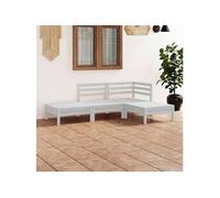 vidaXL Ensemble salon de jardin 4 pièces modulable en pin massif blanc