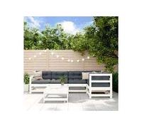 vidaXL Ensemble salon de jardin 6 pièces blanc pin massif