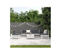 vidaXL Ensemble salon de jardin 6 pièces avec coussins blanc pin massif