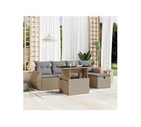 vidaXL Ensemble de salon de jardin 6 pièces avec coussins Beige Poly Rattan