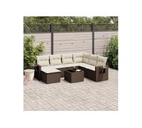 vidaXL Ensemble de jardin 8 pièces résine tressée avec coussins Marron 7 personnes