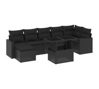 Salon de Jardin Modulable 8 Pièces, Résine Tressée Noire, Table Relevable, Coussins Déhoussables et Lavables, Acier Enduit de Poudre, Résistant aux UV