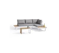 Salon de jardin modulable Aluminium DCB GARDEN 4 places TOKYO et bois d acacia Mult