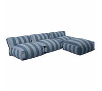 Salon de jardin modulable avec 3 chauffeuses et 1 pouf bleu pacific - Oviala Mixi