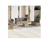 vidaXL Ensemble de jardin canapé 8 pièces avec coussins Beige Poly Rattan