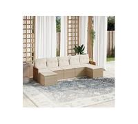 vidaXL Ensemble de salon de jardin 7 pièces avec coussins Beige Poly Rattan