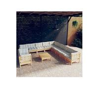 Salon de jardin modulable bois 12 pieces 12 personnes 63.5 x 63.5 x 28.5 cm beige