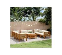 Salon de jardin modulable bois beige 9 pieces x 69 x 62.5 8 personnes