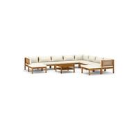 Salon de jardin modulable bois massif beige 11 pieces x 69 x 62.5 10 personnes