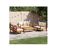 vidaXL Salon de jardin modulable ensemble 5 pièces en bois d'acacia massif avec coussins