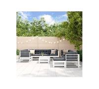 vidaXL Ensemble salon de jardin 10 pièces avec coussins Blanc Bois massif