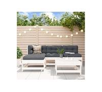vidaXL Ensemble salon de jardin 5 pièces avec coussins blanc bois massif
