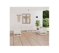 Salon de jardin modulable bois massif blanc 6 pieces 70.0 x 70.0 x 70.0 6 personnes