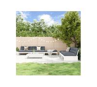 vidaXL Ensemble salon de jardin 6 pièces avec coussins blanc bois massif