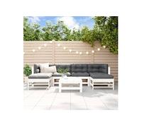 Salon de jardin modulable VIDAXL bois massif blanc 7 pieces x 57.5 x 60 7 personnes Blanc G