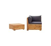 vidaXL Ensemble de salon de jardin 2 pièces en bois massif d'acacia avec coussins