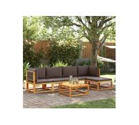 vidaXL Ensemble canapé de jardin 6 pièces avec coussins bois acacia & corde