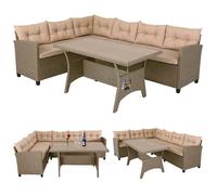Salon de jardin modulable en polyrotin 6 personnes Canapé de jardin avec table