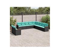 Salon de jardin modulable GENERIQUE 11 pieces resine tressee noir 62 x 62 x 69 cm